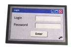 Fußmatte Login, Passwort und Enter in grau blau