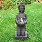 Buddha Figur mit Windlicht