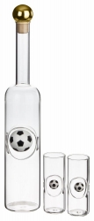 Die Fußball Glasflasche inkl. 2 Gläser für Wein und mehr