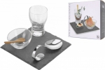 Fingerfood Set aus Glas mit Schieferplatte