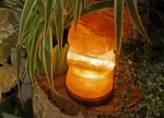 Super geniale 3 stufige Salzkristall-Lampe mit Holzfuß und Leuch